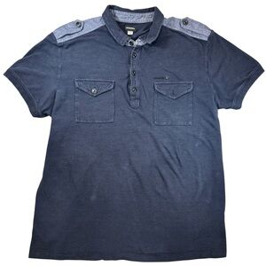 Diesel Polo Shirt Men’s Size XL Classic Blue Front Double Pocket-100% cotton